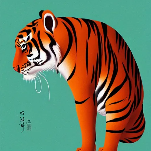 Prompt: an anthropomorphic tiger, painting by hsiao - ron cheng,