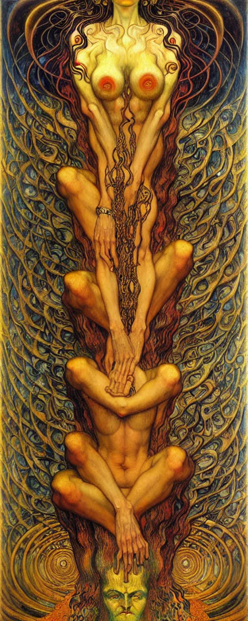 Image similar to Divine Chaos Engine by Karol Bak, Jean Delville, William Blake, Gustav Klimt, and Vincent Van Gogh, symbolist, visionary