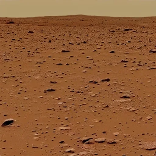 Prompt: still image of surface of Mars with ufo landing and aliens walking