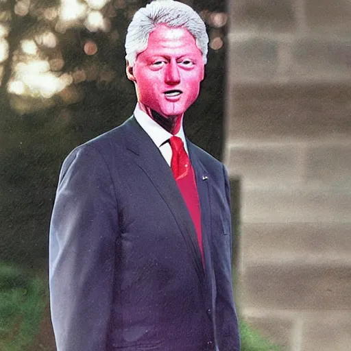 Prompt: realistic photo of bill clinton wearing a dress,