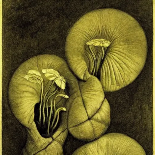 Prompt: carnivorous plants, by Odd Nerdrum, by Francisco Goya, by M.C. Escher, beautiful, eerie, surreal, colorful