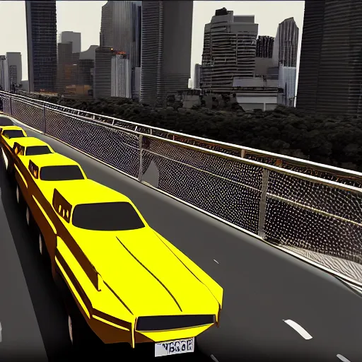 Prompt: A yellow submarine stuck in traffic, photorealistic, cinematic, 4k