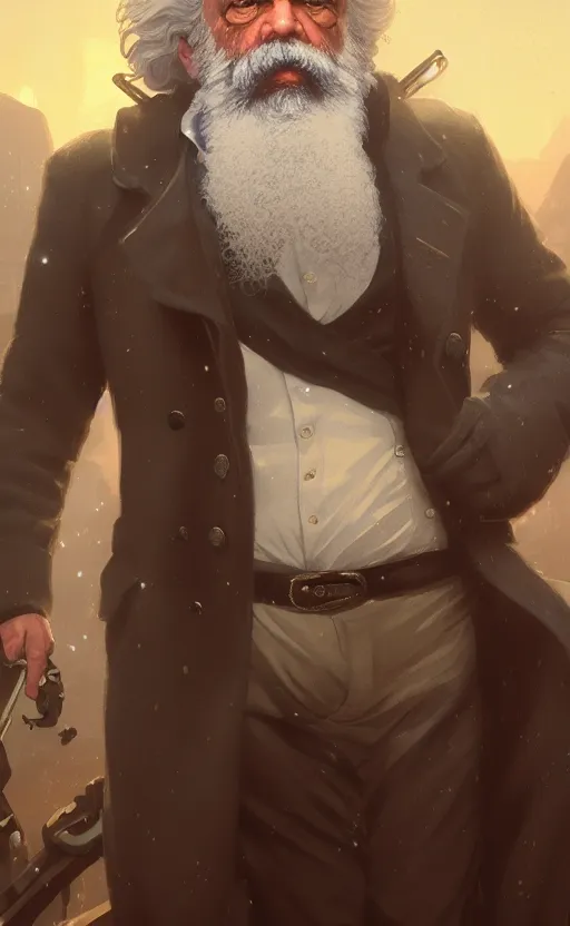 Image similar to highly detailed portrait of karl marx in gta v, stephen bliss, unreal engine, fantasy art by greg rutkowski, loish, rhads, ferdinand knab, makoto shinkai and lois van baarle, ilya kuvshinov, rossdraws, tom bagshaw, global illumination, radiant light, detailed and intricate environment, space, galaxy