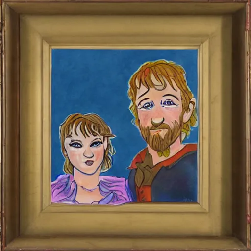 Image similar to merry and pippin, cartoon portrait,