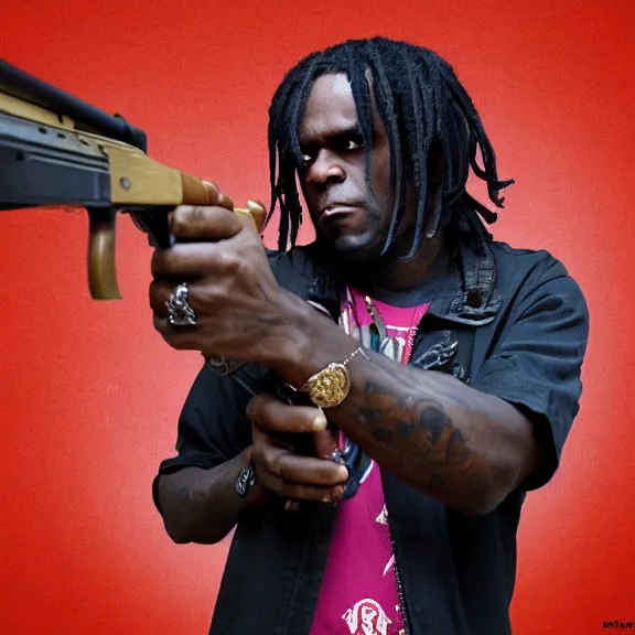 Image similar to Chief Keef wielding an AK-47