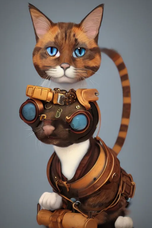 Image similar to A cute Steampunk calico cat, octane render, HD, trending on artStation, artstationHD, artstationHQ, 4k, 8K