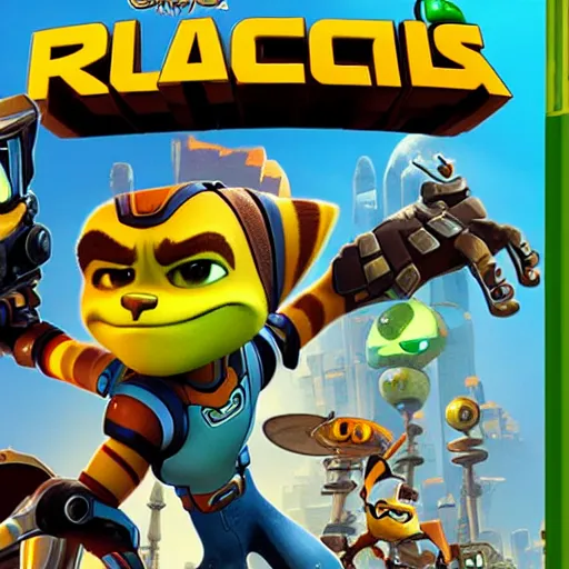 Image similar to ratchet and clank realistc cover art