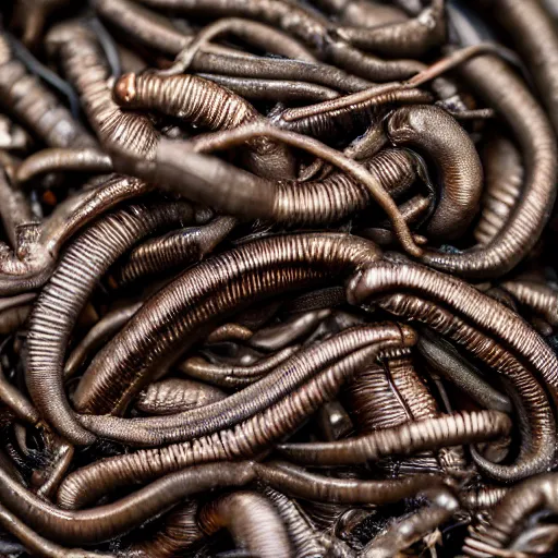 Image similar to photo of an opened can full of worms, highly detailed, extremely high quality, hd, 4 k, 8 k, canon 3 0 0 mm, professional photographer, 4 0 mp, lifelike, top - rated, award winning, realistic, detailed lighting, detailed shadows, sharp, no blur, edited, corrected, trending