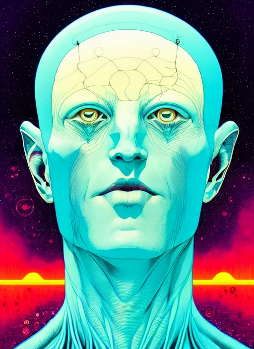 Prompt: symmetry!! stunning portrait of dr manhattan. close up of face, by victo ngai, kilian eng vibrant colors, dynamic lighting, digital art, winning award masterpiece, fantastically beautiful, illustration, aestheticly inspired by beksinski and dan mumford, upscale with simon stalenhag work, artstation, 8 k
