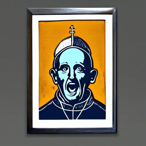 Image similar to individual screaming pope innocent x silk screen portrait style