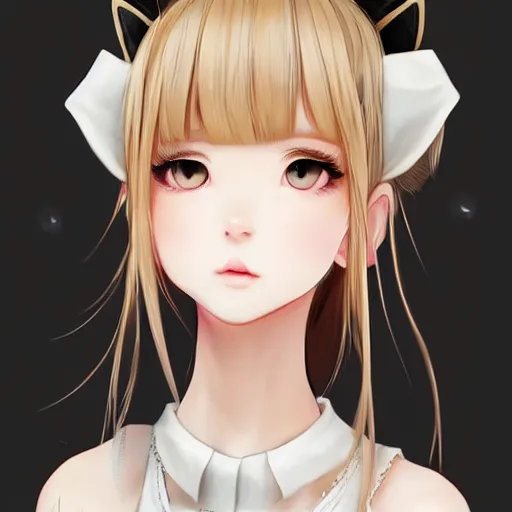 Image similar to realistic beautiful gorgeous natural cute Blackpink Lalisa Manoban blonde hair cute fur blonde cat ears in maid dress outfit golden eyes artwork drawn full HD 4K highest quality in artstyle by professional artists WLOP, Taejune Kim, Guweiz, ArtGerm on Artstation Pixiv