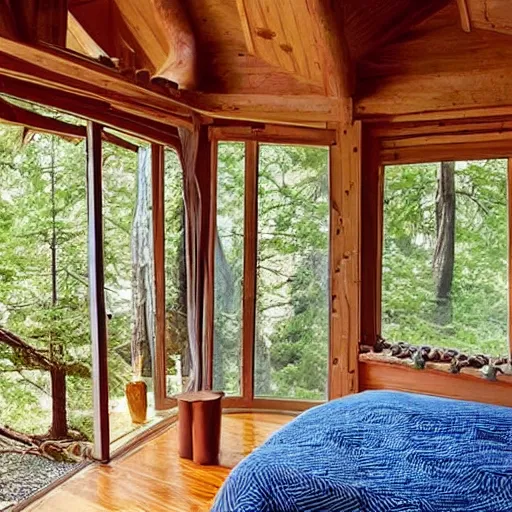 Prompt: Cozy treehouse bedroom