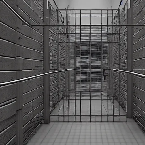 Prompt: a jail cell with restraints on the walls, futuristic, horror, disturbing, creepy