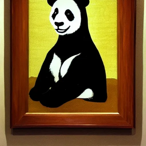 Image similar to a portrait of a panda as the mona lisa by becky cloonan, no signature