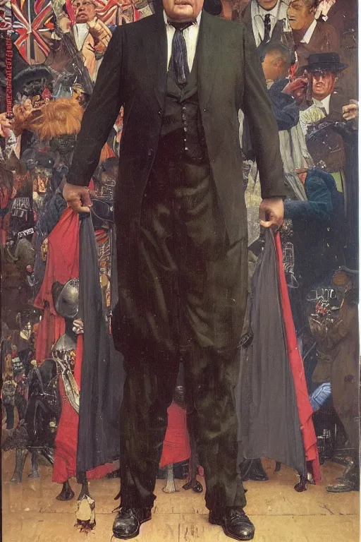 Image similar to full length portrait of huge paul donald wight as marvel's kingpin dressed as gangster, new york, painted by lawrence alma tadema, zdzislaw beksinski, norman rockwell, jack kirby, tom lovell, greg staples