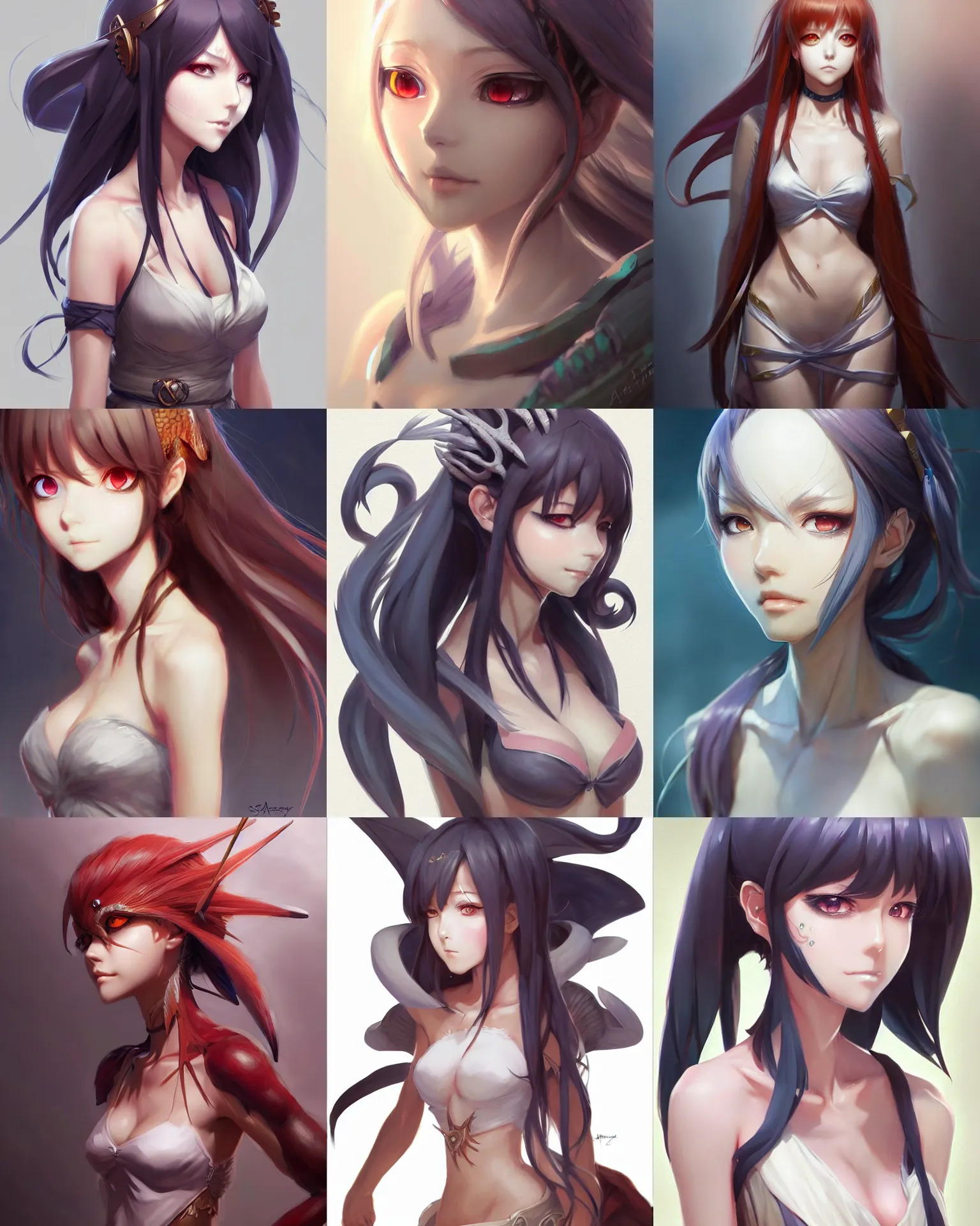 Premium AI Image  female character having water and fire power character  design concept in anime style