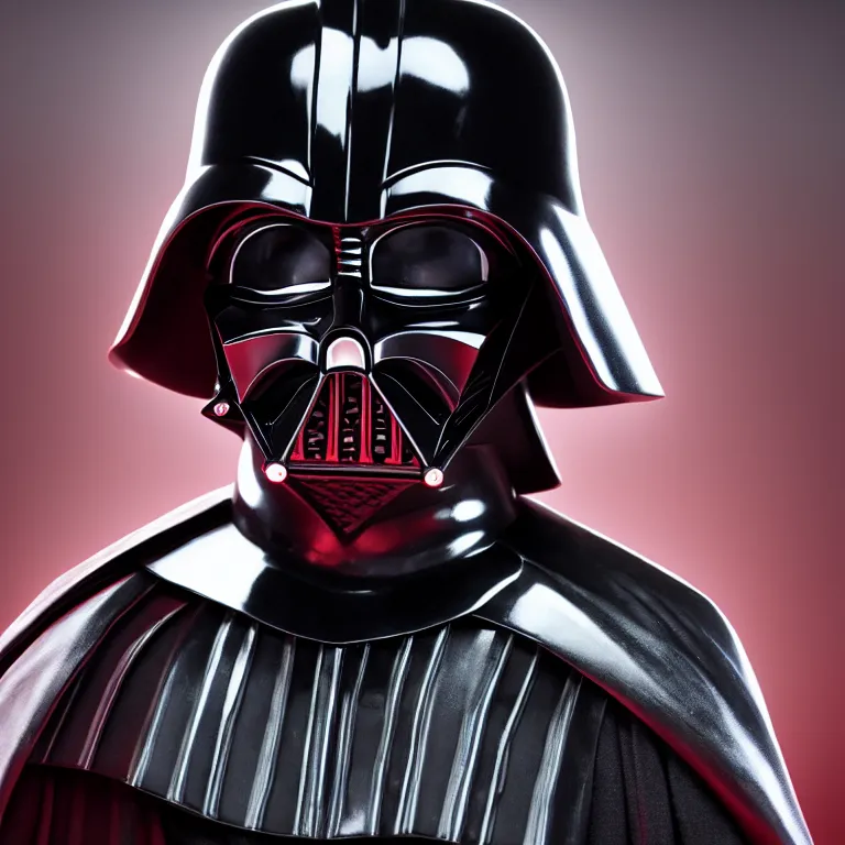 Image similar to darth vader bust shot, studio photo, hdr, dynamic lighting, red and black colors only, 8 k