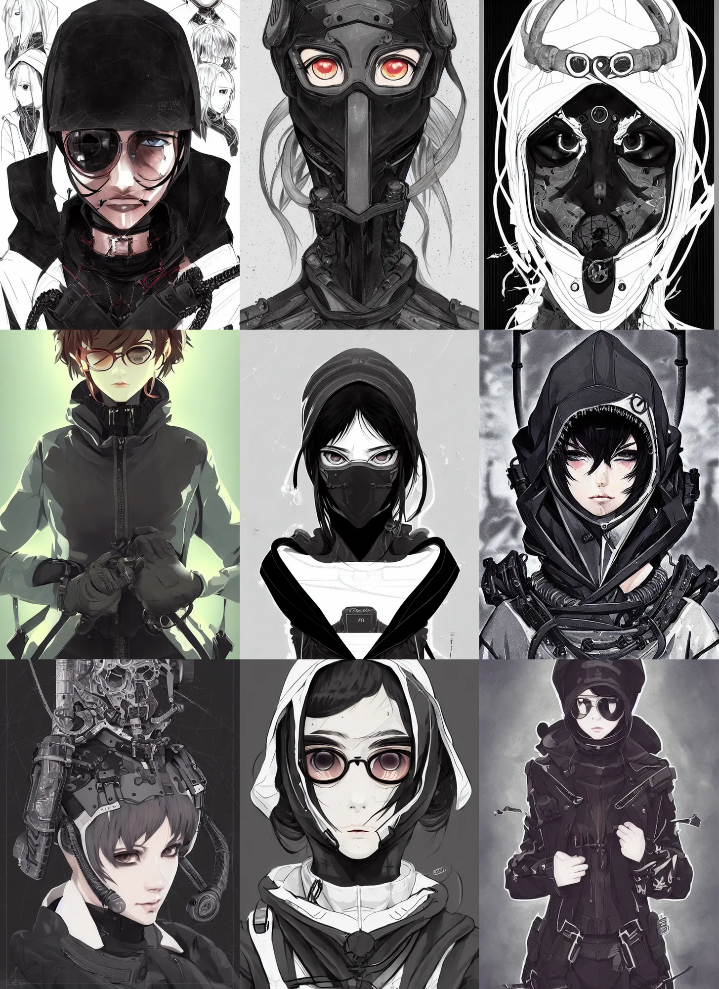 Prompt: techwear occultist, by kyoto animation, chaos magick, leviathan cross, androgynous, beautiful, detailed symmetrical close up portrait, intricate complexity, in the style of artgerm and ilya kuvshinov, cel shaded