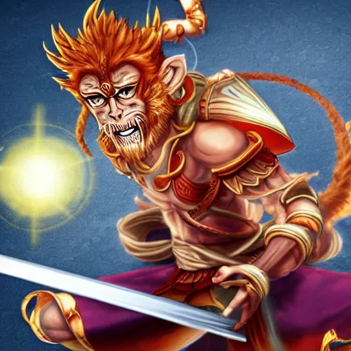 Image similar to sun wukong the monkey king in the art style of demon slayer