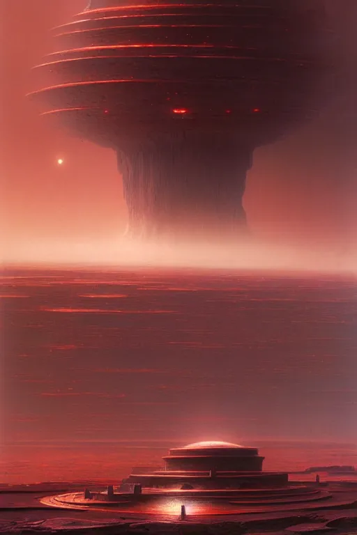 Image similar to emissary building from crait but on the surface of the planet dathomir by arthur haas and bruce pennington and john schoenherr, cinematic matte painting, 8 k, dark color palate