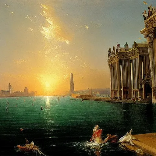 Prompt: Barcelona painted by Thomas Cole