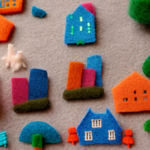 Image similar to miniature San Francisco made of fuzzy felt and furry fabric