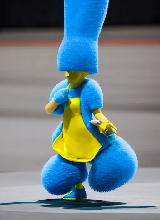 Image similar to hyperrealistic and heavy detailed air jordan runway show of marge simpson, leica sl 2 5 0 mm, vivid color, high quality, high textured, real life