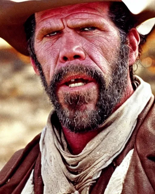 Image similar to film still close up shot of ron perlman as the man with no name from the movie a fistful of dollars. photographic, photography