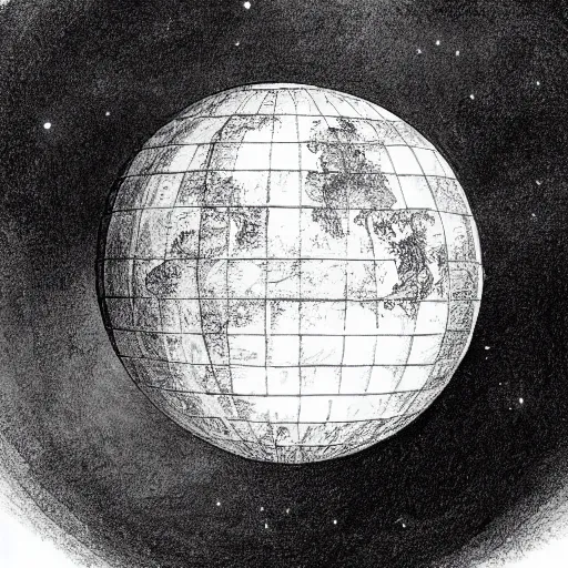 Prompt: a portrait of globe earth in drawing black and white, cgsociety
