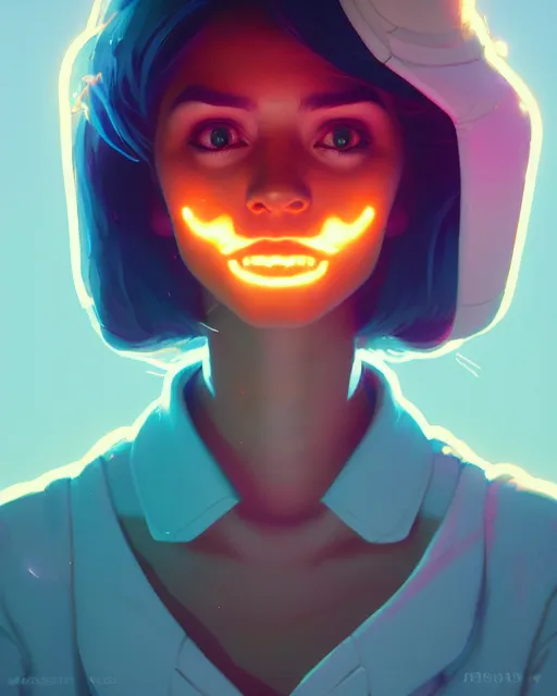 Image similar to portrait of a beautiful woman monster astronaut, bathed in light, octane render, unreal engine, gaudy colors, greg rutkowski, loish, rhads, beeple, makoto shinkai and lois van baarle, ilya kuvshinov, rossdraws, tom bagshaw, alphonse mucha, global illumination