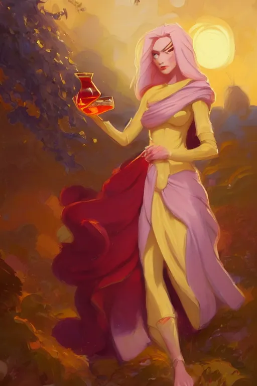 Image similar to fire princess adventure time working in a winery, animation pixar style, by pendleton ward, magali villeneuve, artgerm, jeremy lipkin and michael garmash, rob rey and kentaro miura style, golden ratio, trending on art station