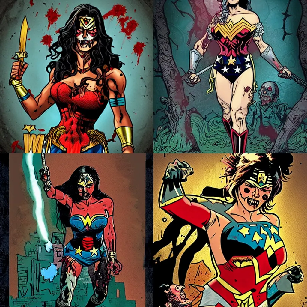 Prompt: zombie Wonder Woman,