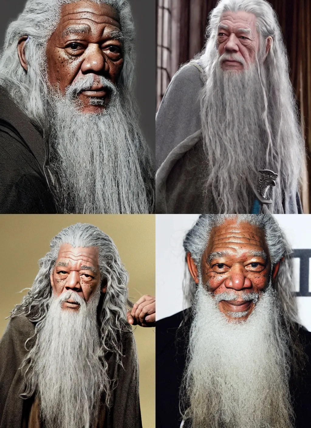 Prompt: gandalf the grey as portrayed by morgan freeman