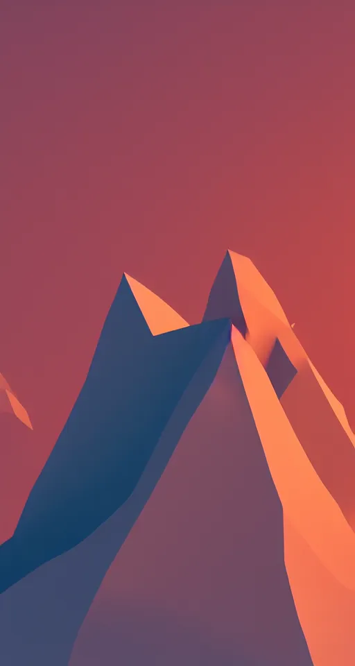 Image similar to geometric design minimalist isometric mountain with full moon behind the top, trending on artstation, 3D render, monument valley