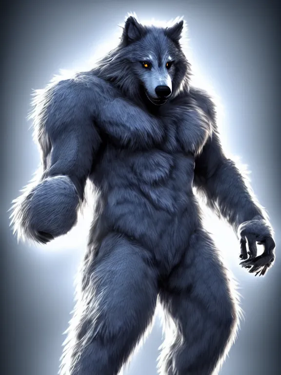Image similar to cute handsome cuddly werewolf from van helsing unreal engine hyperreallistic render 8k character concept art masterpiece blue