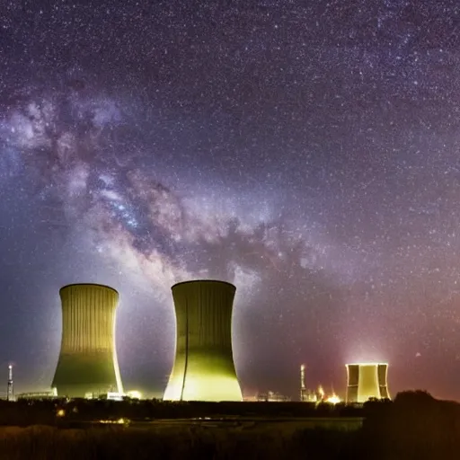 Image similar to The Milky Way over a nuclear power plant