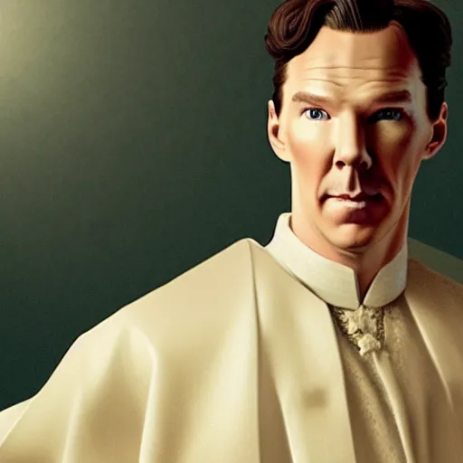 Prompt: Film still of Benedict Cumberbatch, dressed in vyshyvanka, by Stanley Artgerm Lau