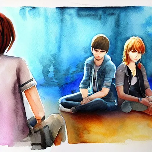 Image similar to the video game life is strange, watercolour