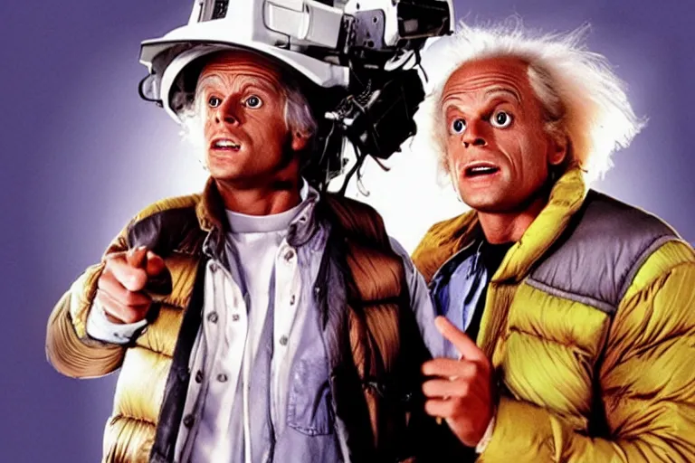 Image similar to movie still ( back to the future ), doc brown