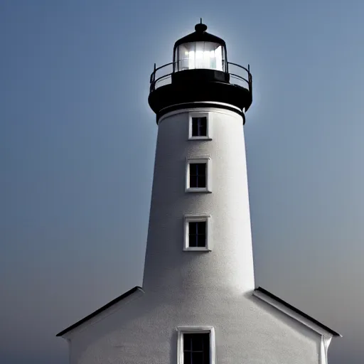 Image similar to realistic photo of a lighthouse, white box, white background, clean photo, stock photo, 3 5 mm, canon, nikon