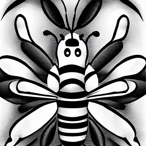 Image similar to black and white illustration, creative design, bee