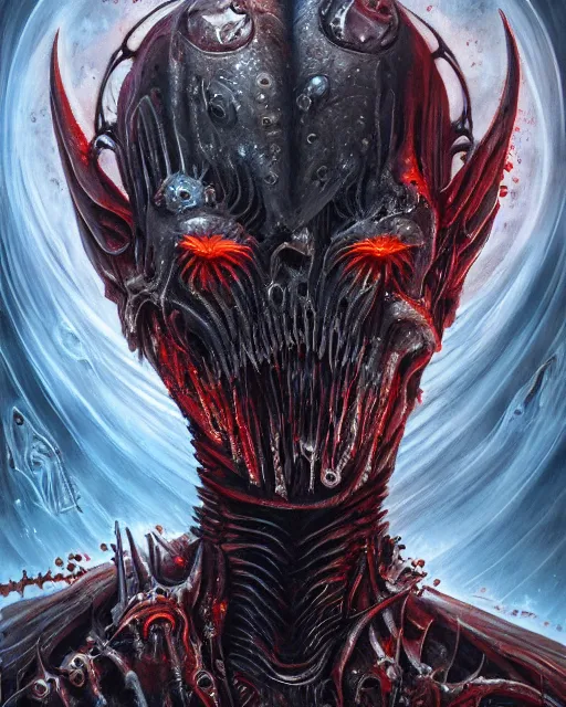 Image similar to charred bloody fleshmetal cyborg daemonhost, by antonio j. manzanedo, giger, alex grey, android jones, wayne barlowe, philippe druillet, raymond swanland, cyril rolando, josephine wall, harumi hironaka, trending on artstation