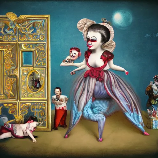 Image similar to circus in the style of mark ryden