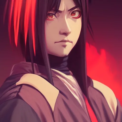 Image similar to a portrait of itachi uchiha, rpg reference, art by ilya kuvshinov, artgerm, alphonse mucha, and greg rutkowski, trending on artstation, octane render, insanely detailed, 8 k