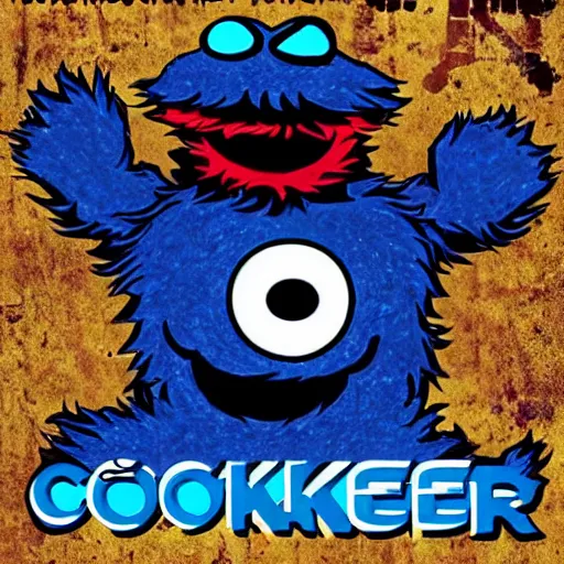 Prompt: Cookie Monster heavy metal album