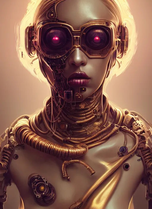 Image similar to soft lustrous hard tech ivory biotech raver gutter punk cyborg bioweapon, golden ratio, details, sci - fi, dark fantasy, cyberpunk, intricate, decadent, ornate, highly detailed, digital painting, octane render, 8 k, artstation, concept art, smooth, sharp focus, illustration, art by artgerm, loish, wlop