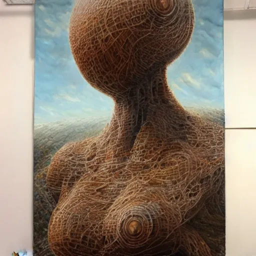 Image similar to Alien planet, hyper-realistic oil painting, Environmental art by Peter Gric, Marco Mazzoni