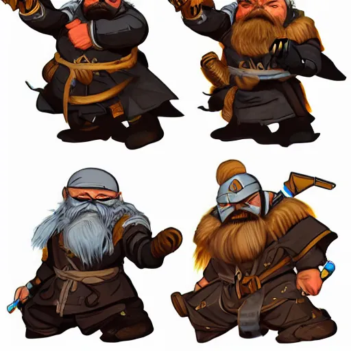 Image similar to a dwarf ninja heroes, concept art characters, illustrated by trent kaniuga