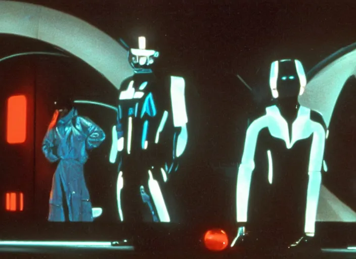 Prompt: scene from the 1982 science fiction film TRON