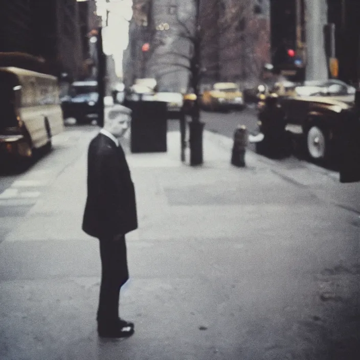 Prompt: medium format film portrait of a man in new york by street photographer from the 1 9 6 0 s, hasselblad film bokeh portrait of man, portrait of man featured on unsplash, soft light photographed on colour expired film